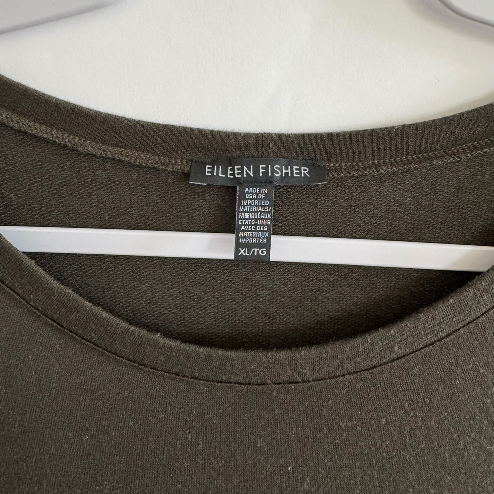 Eileen Fisher Tencel Lyocell Long Sleeve Shift Dress Pockets Green XL Soft Comfy - Picture 2 of 9